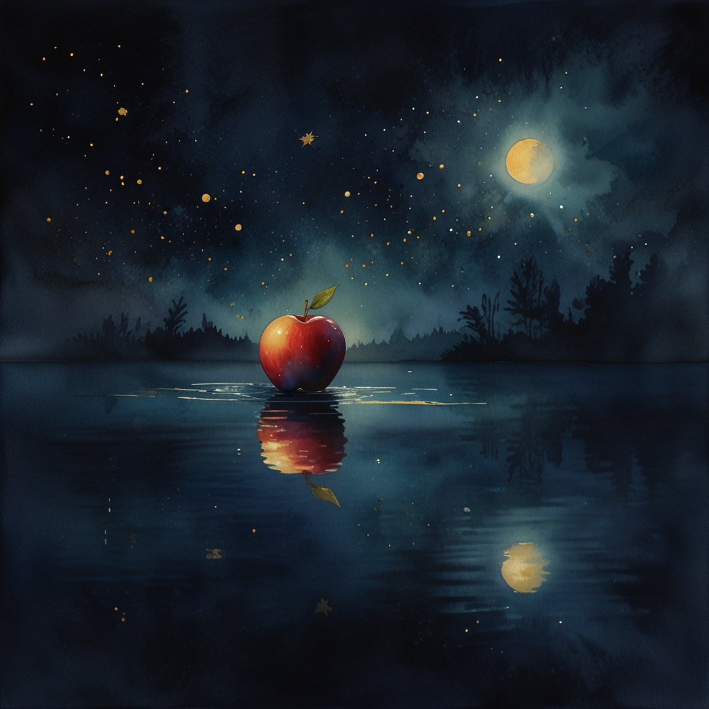 Apple — a dream symbol, watercolor illustration