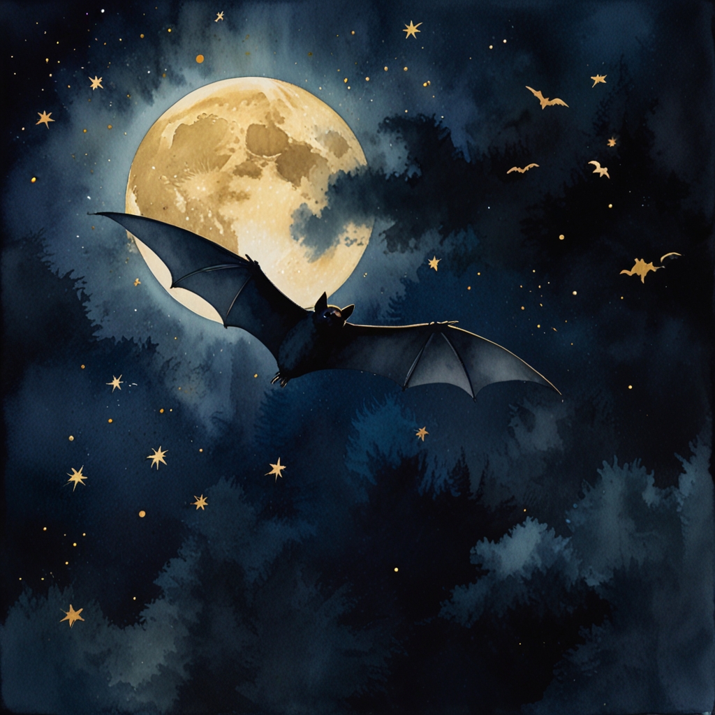 Bat — a dream symbol, watercolor illustration