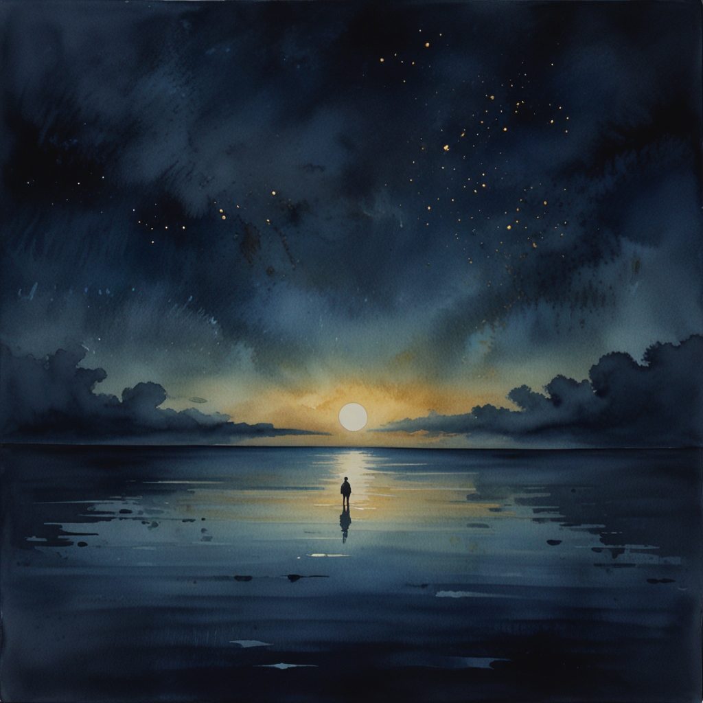 The color blue — a dream symbol, watercolor illustration