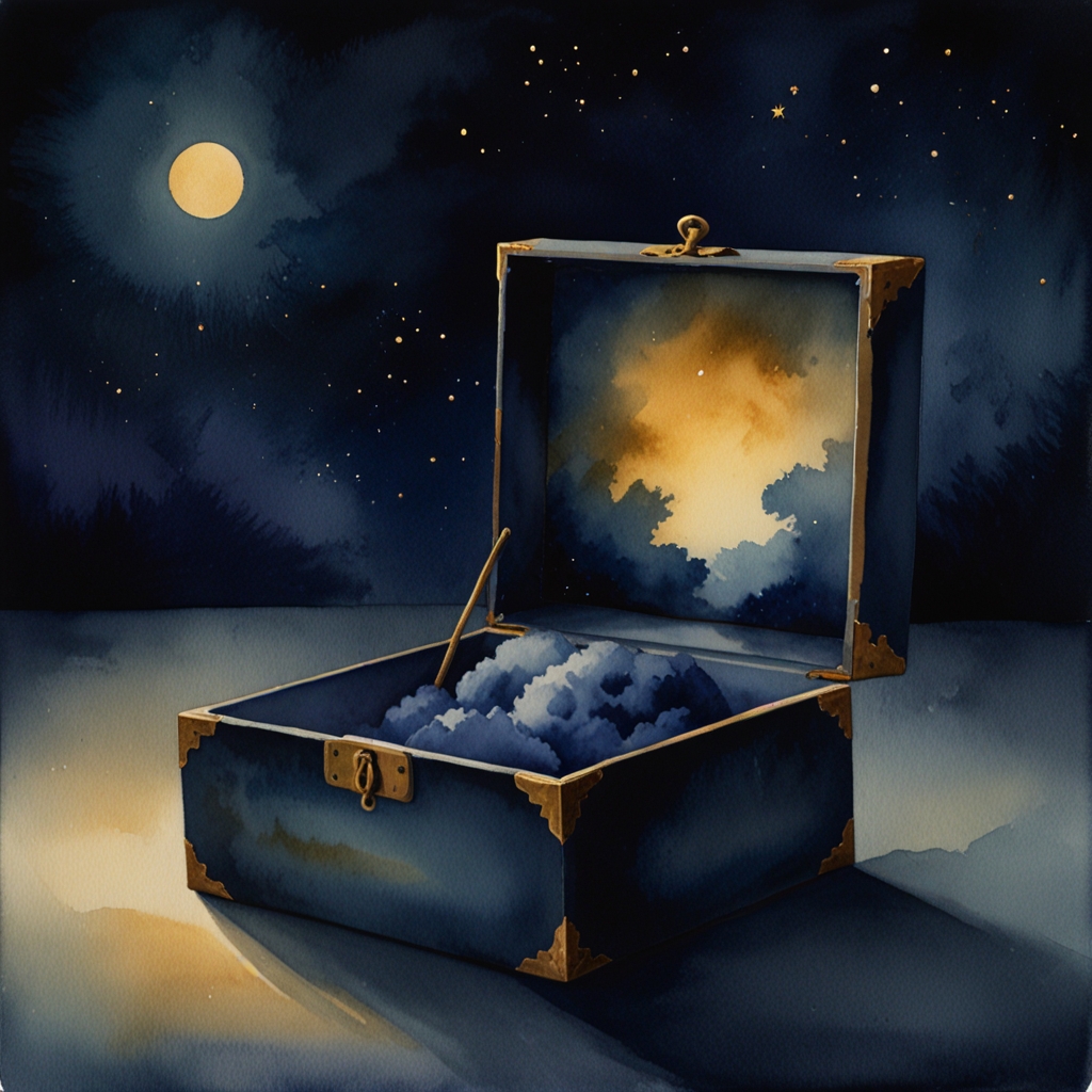 Box — a dream symbol, watercolor illustration
