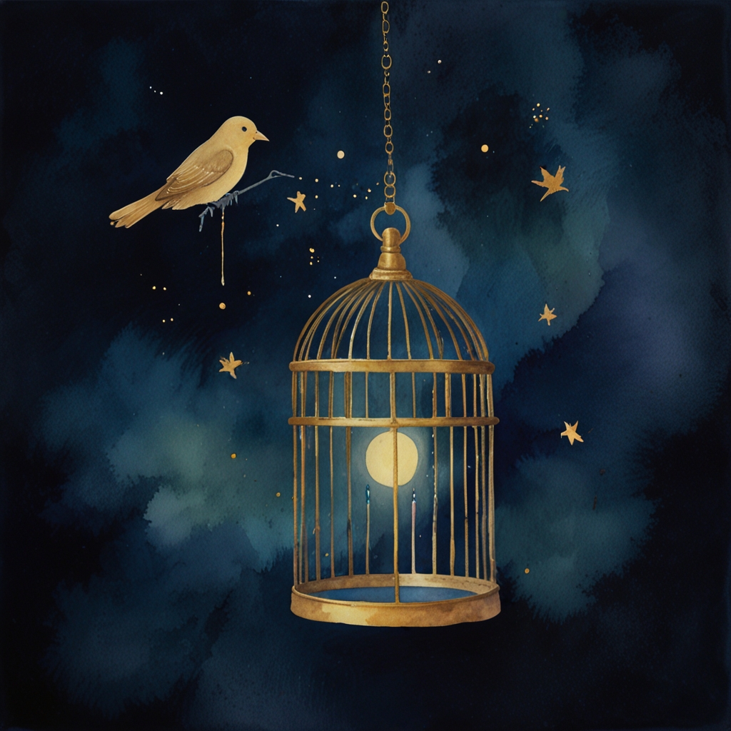 Cage — a dream symbol, watercolor illustration