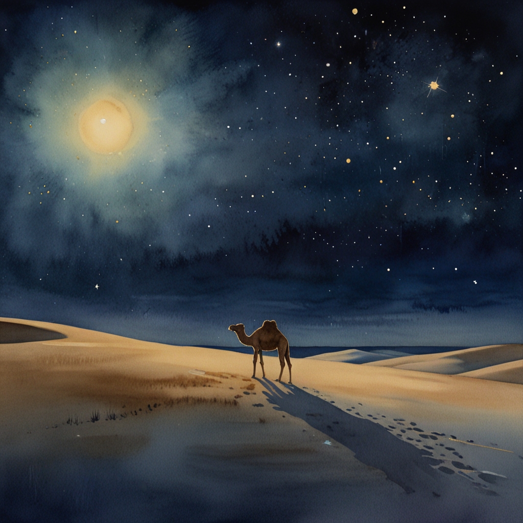 Camel — a dream symbol, watercolor illustration