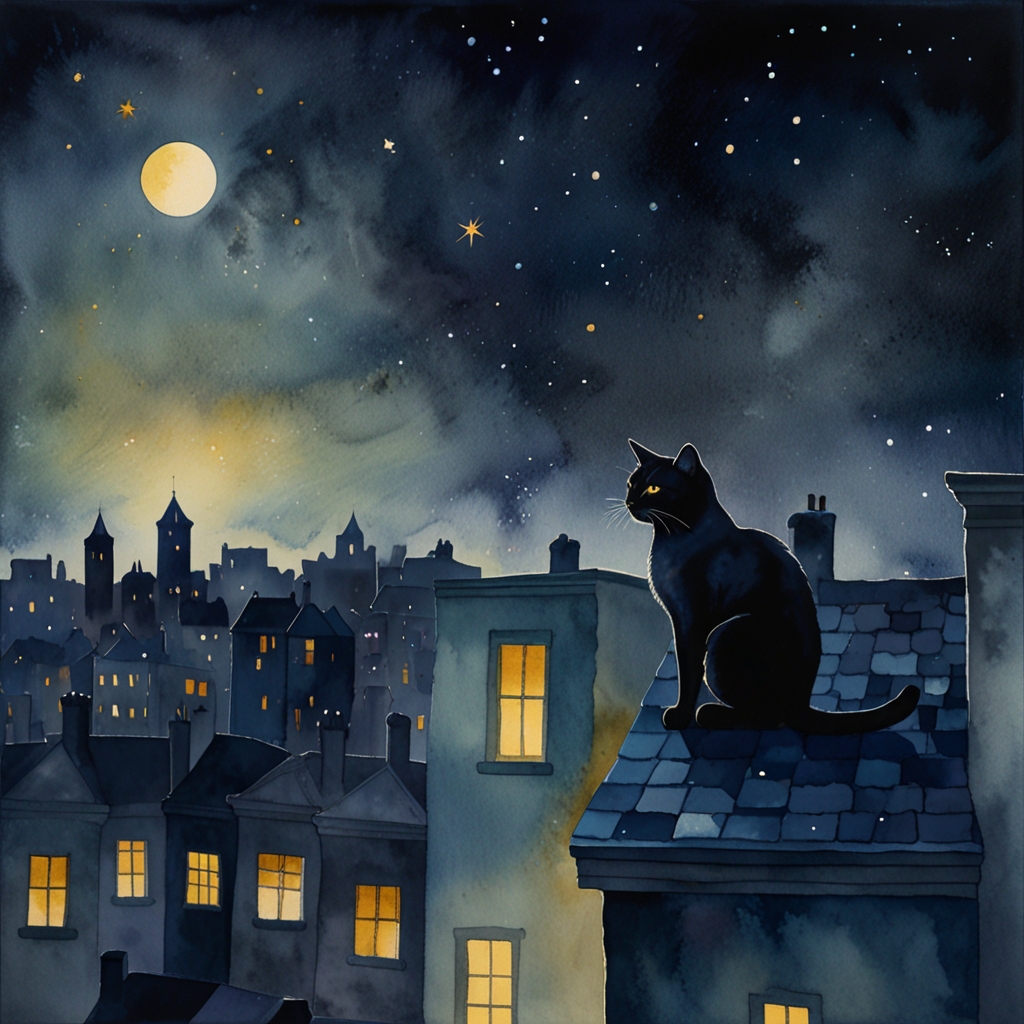 Cat — a dream symbol, watercolor illustration