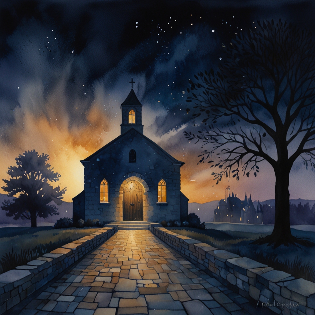 Church — a dream symbol, watercolor illustration
