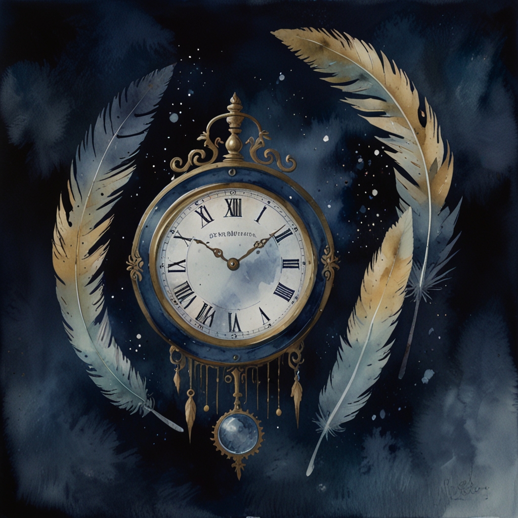 A stopped clock — a dream symbol, watercolor illustration