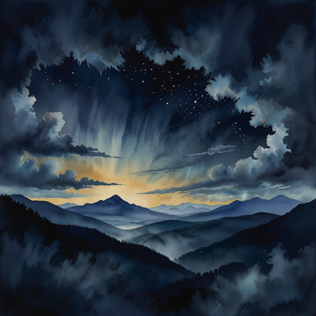 Clouds — a dream symbol, watercolor illustration