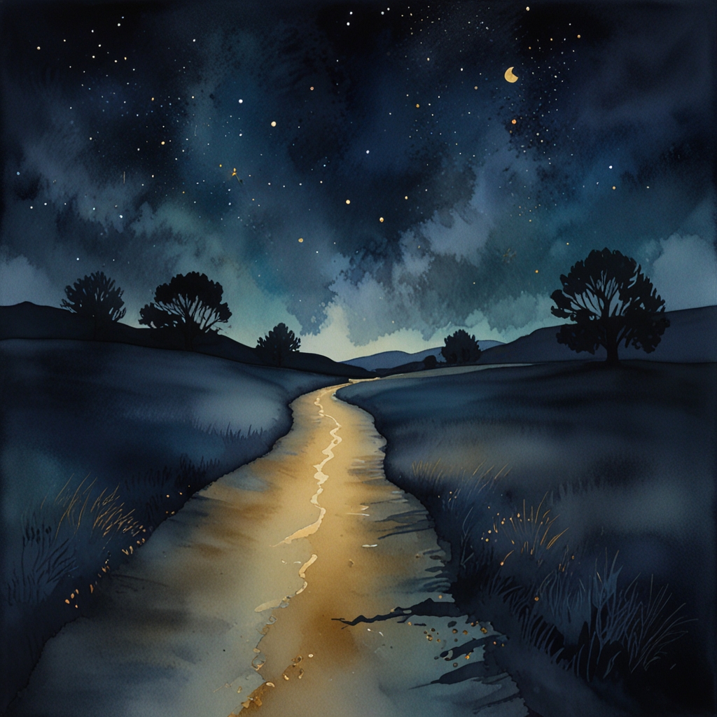 Crossroads — a dream symbol, watercolor illustration