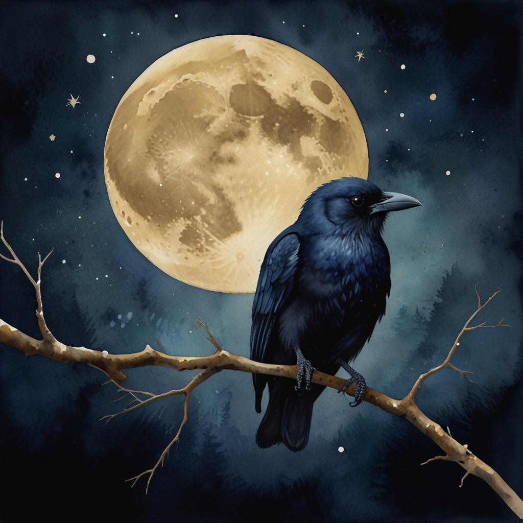 Crow — a dream symbol, watercolor illustration