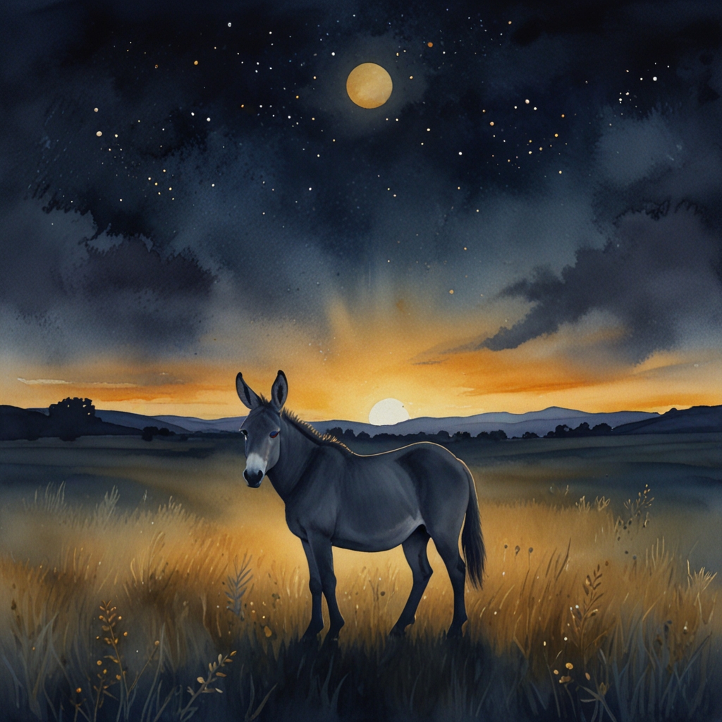 Donkey — a dream symbol, watercolor illustration
