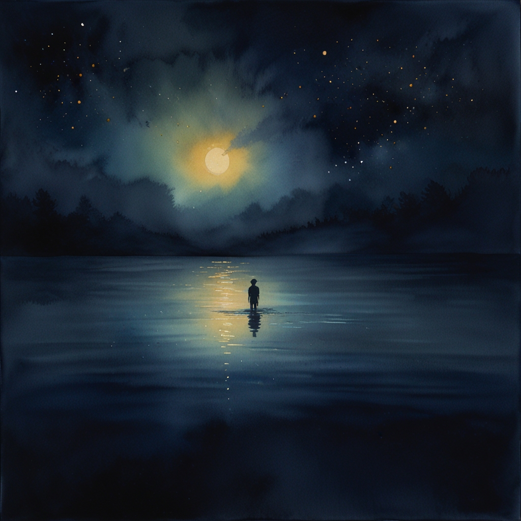 Drowning — a dream symbol, watercolor illustration