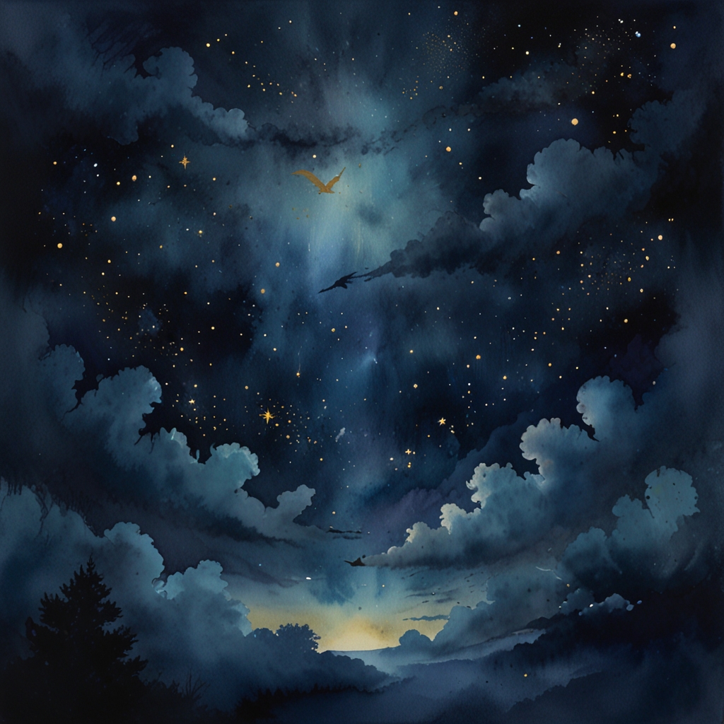 Falling & losing control — a dream symbol, watercolor illustration