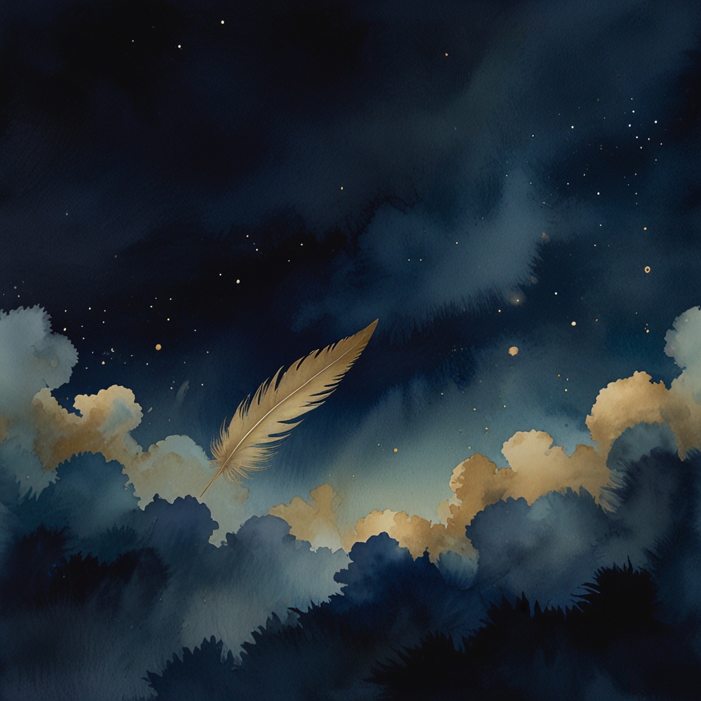 Feather — a dream symbol, watercolor illustration