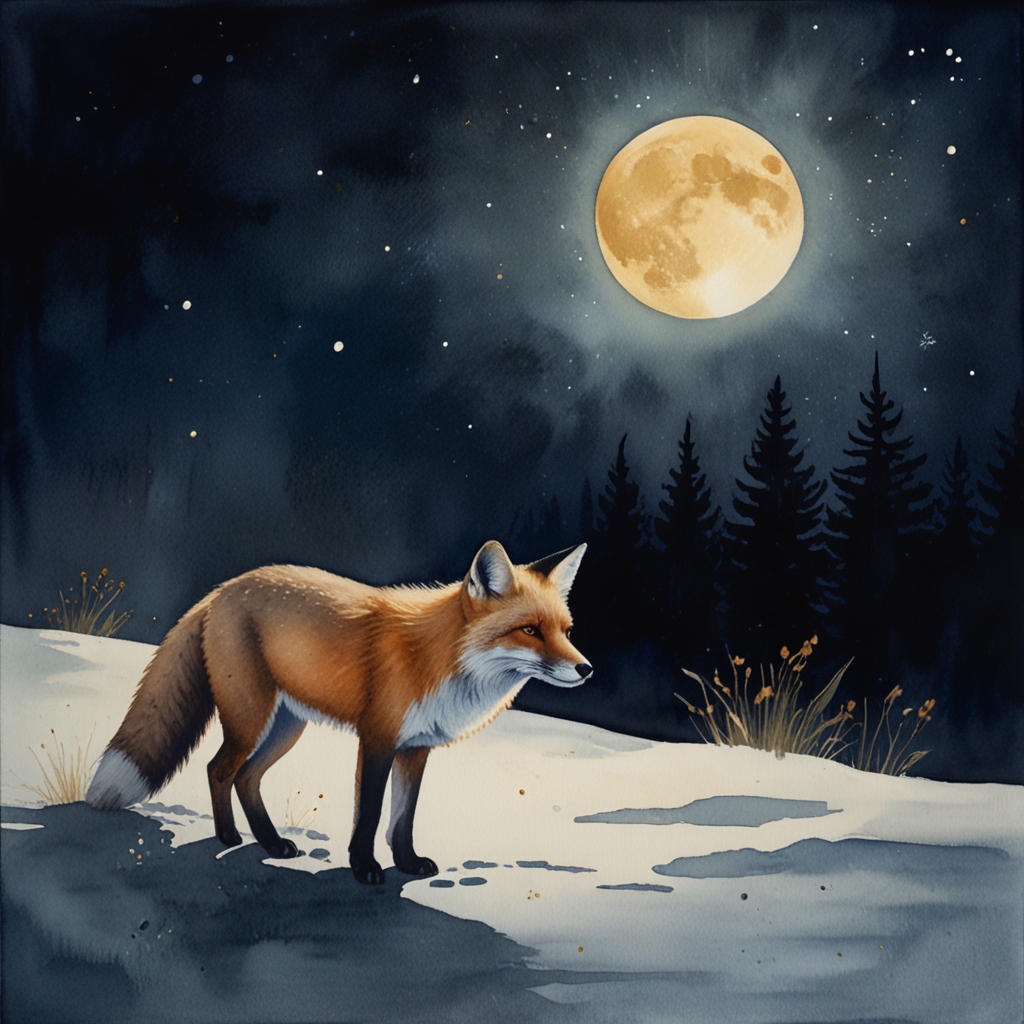 Fox — a dream symbol, watercolor illustration