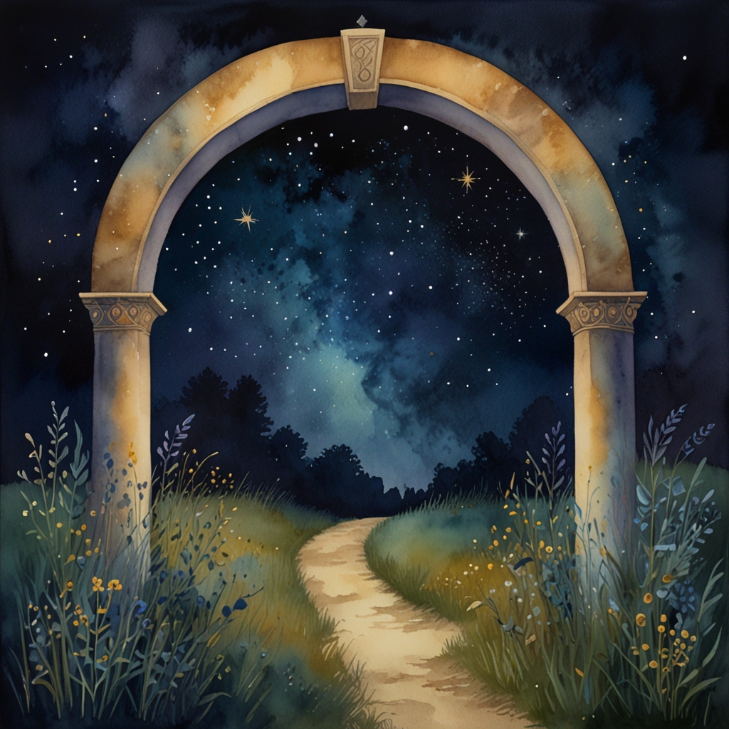 Gate — a dream symbol, watercolor illustration