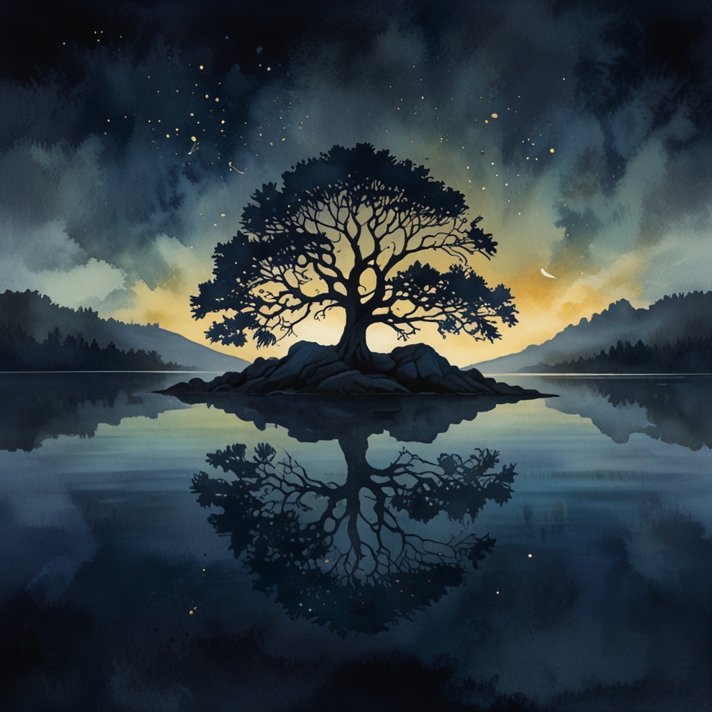 Island — a dream symbol, watercolor illustration