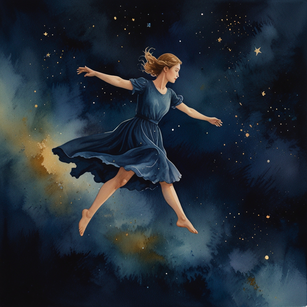 Jumping — a dream symbol, watercolor illustration
