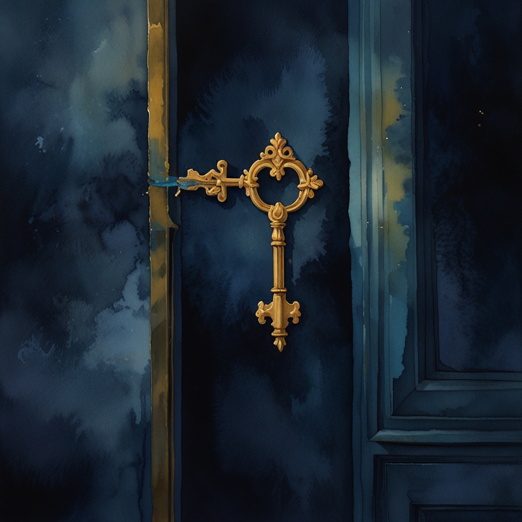 Key — a dream symbol, watercolor illustration