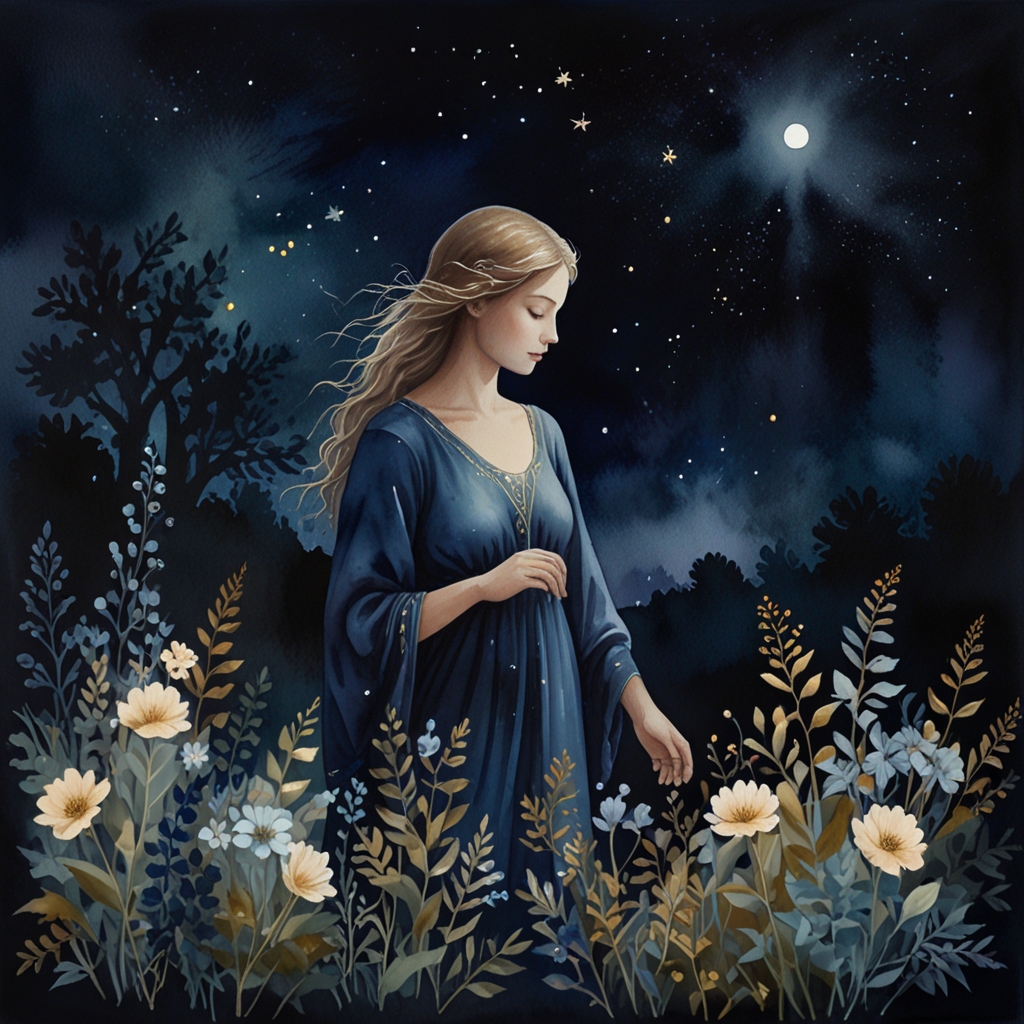 An old woman — a dream symbol, watercolor illustration