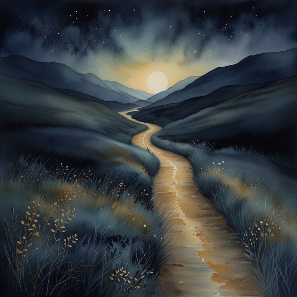 Road — a dream symbol, watercolor illustration