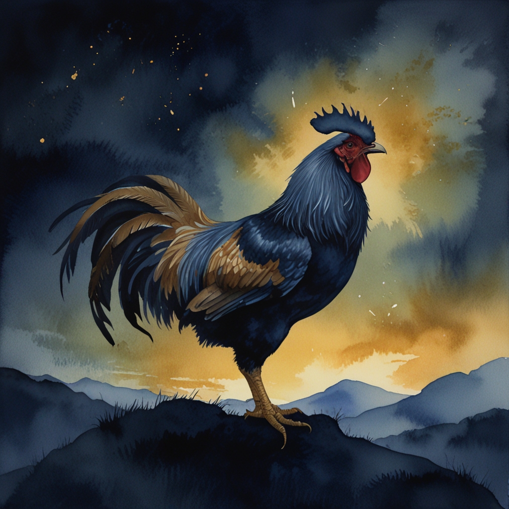 Rooster — a dream symbol, watercolor illustration