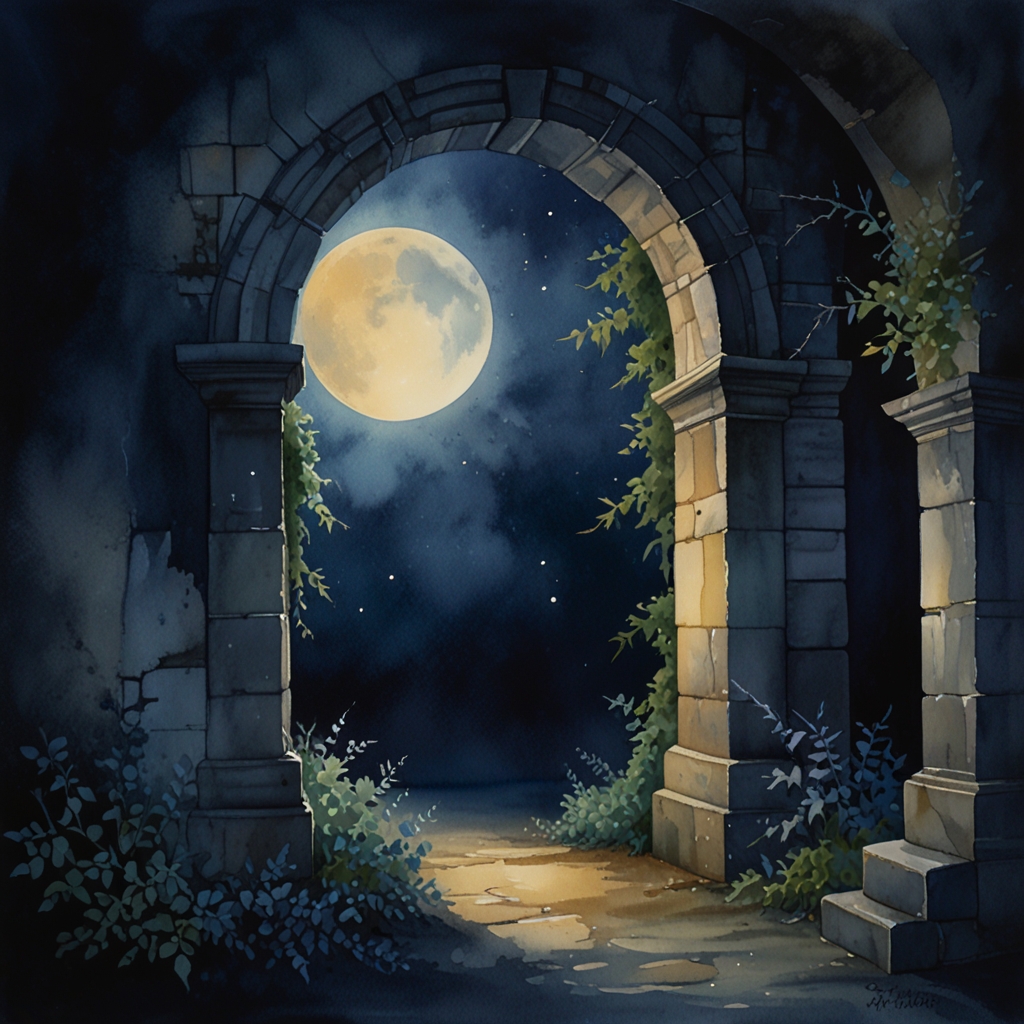 Ruins — a dream symbol, watercolor illustration