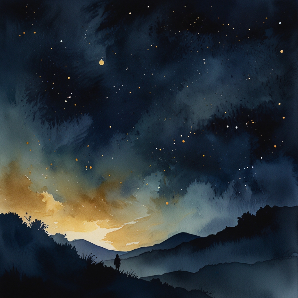 A shadow — a dream symbol, watercolor illustration