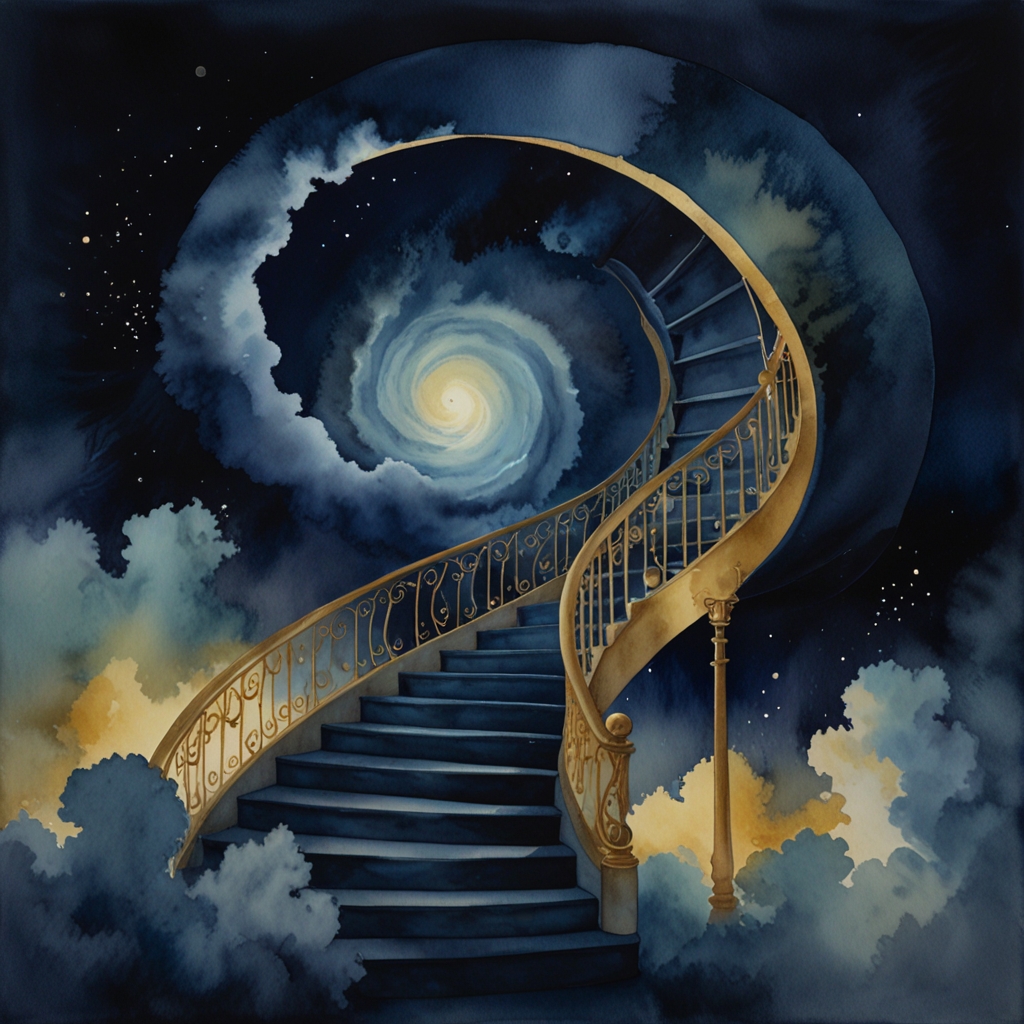 Stairs — a dream symbol, watercolor illustration