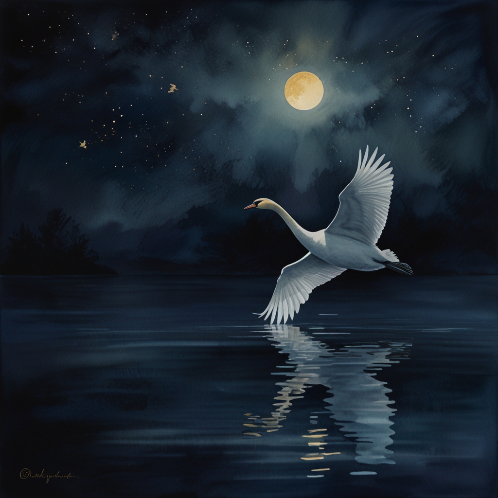 Swan — a dream symbol, watercolor illustration