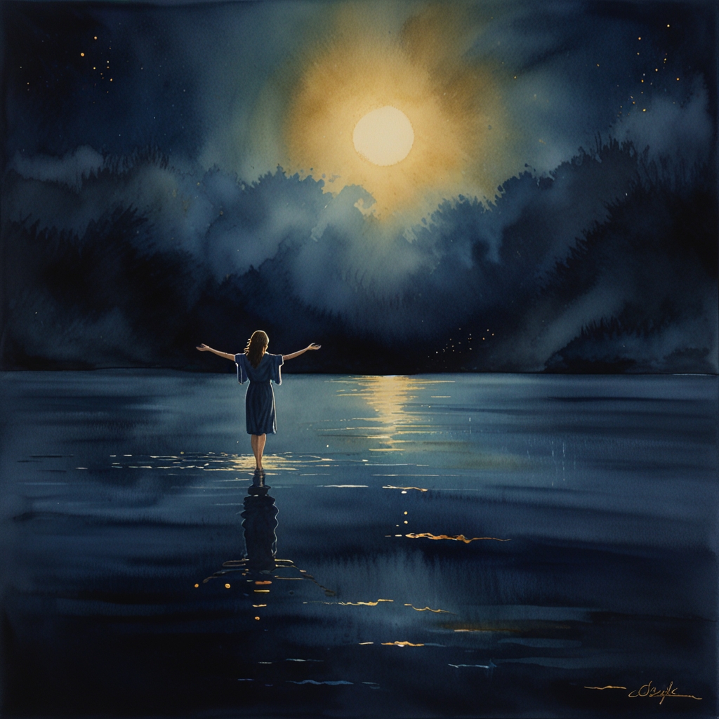 Swimming — a dream symbol, watercolor illustration