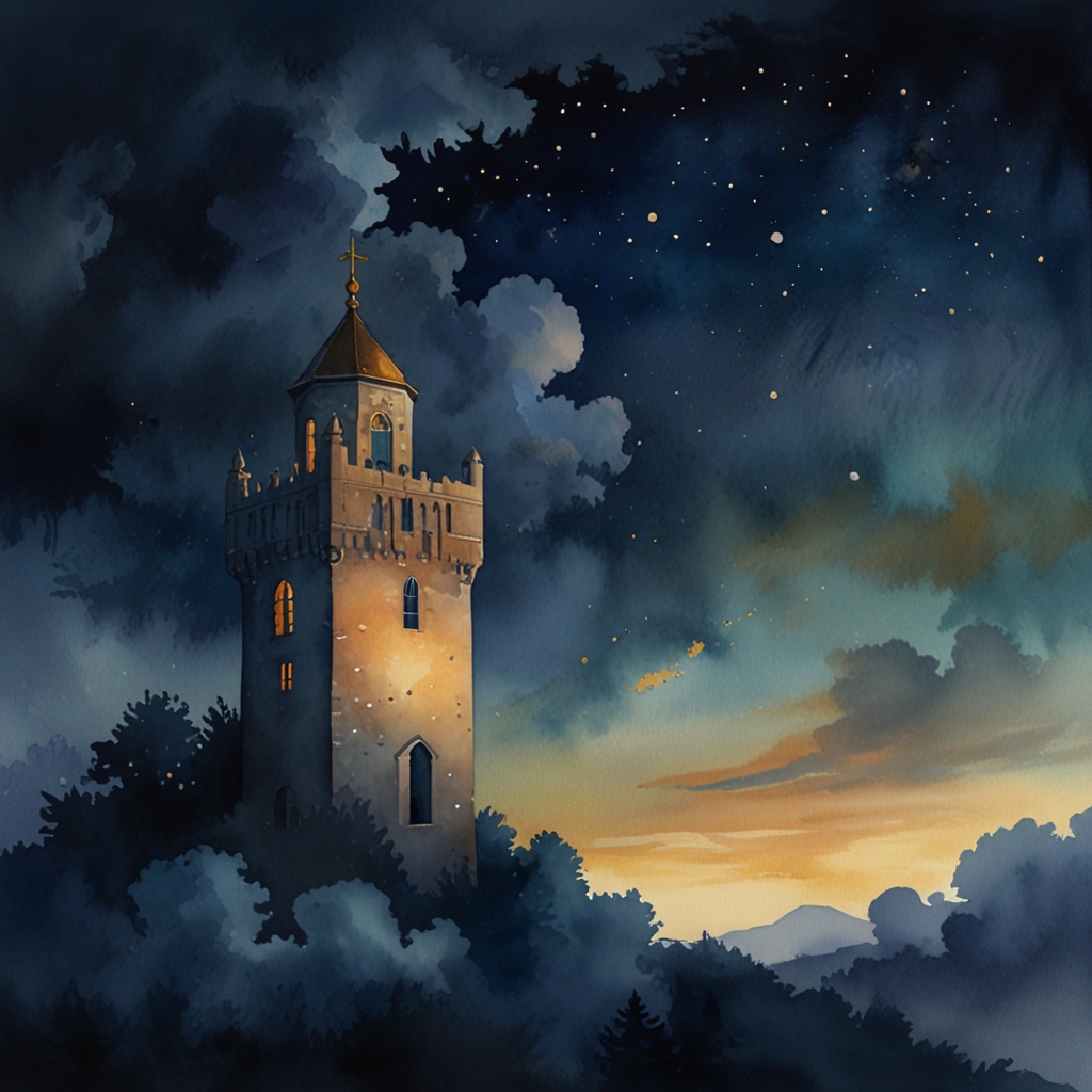 Tower — a dream symbol, watercolor illustration