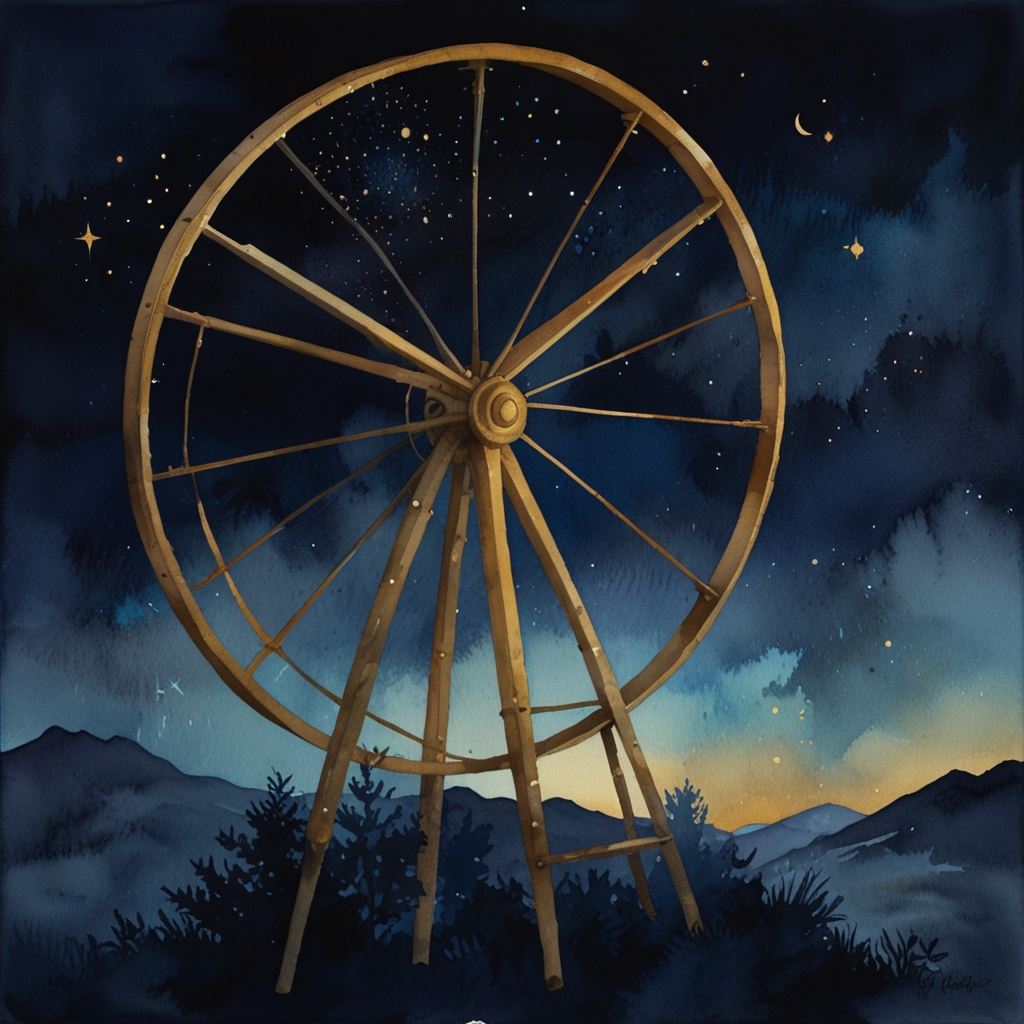 Wheel — a dream symbol, watercolor illustration