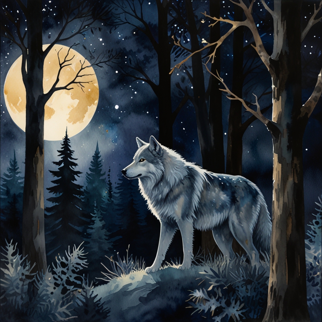 Wolf — a dream symbol, watercolor illustration